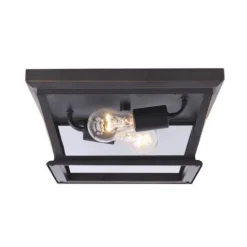 Coupon Patriot Lighting® Holliday Oil-Rubbed Bronze 2-Light Outdoor Flush Mount Ceiling Light