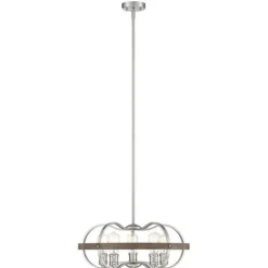 Coupon Patriot Lighting® Waverly Satin Nickel & Wood 5-Light Pendant