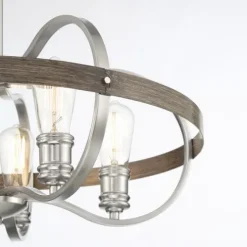 Coupon Patriot Lighting® Waverly Satin Nickel & Wood 5-Light Pendant