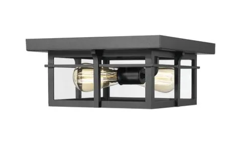 Coupon Patriot Lighting® Ward Matte Black Flush Mount Outdoor Ceiling Light