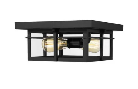 Coupon Patriot Lighting® Ward Matte Black Flush Mount Outdoor Ceiling Light