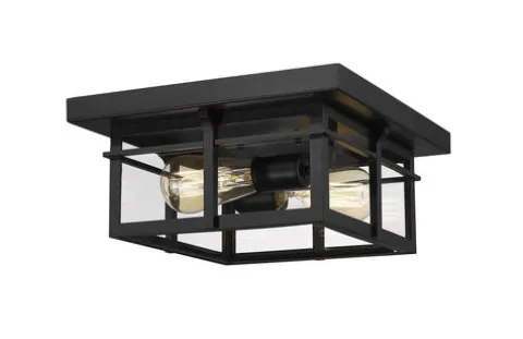 Coupon Patriot Lighting® Ward Matte Black Flush Mount Outdoor Ceiling Light