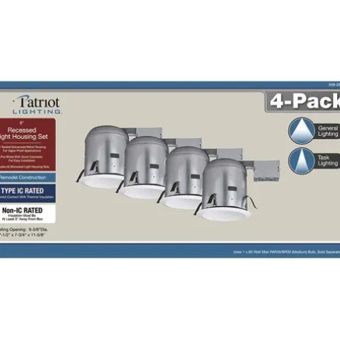 Deals Patriot Lighting® 6″ Remodel Recessed Light Housing With Baffle Trim – 4 Pack