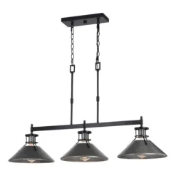 Deals Patriot Lighting® Ashtyn Matte Black & Charcoal Patina 3-Light Island Light