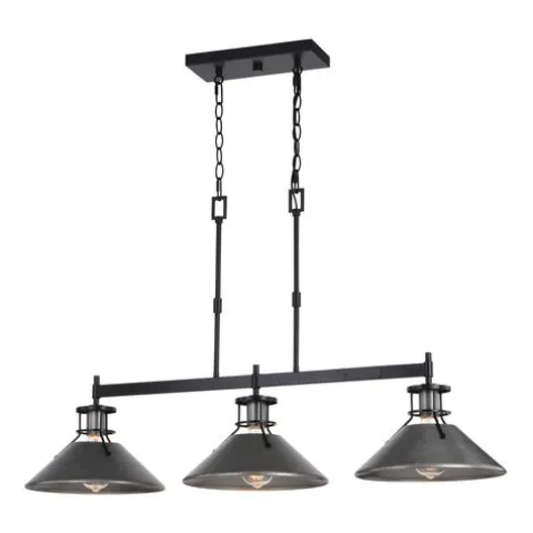Deals Patriot Lighting® Ashtyn Matte Black & Charcoal Patina 3-Light Island Light