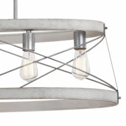 Deals Patriot Lighting® Bea White Wash Faux Wood And Galvanized 5-Light Island Light