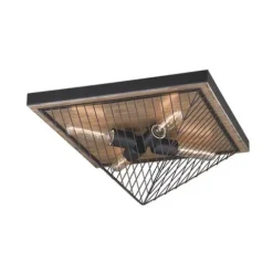 Deals Patriot Lighting® Rochester Black Iron & Burnished Oak 4-Light Flush Mount Ceiling Light