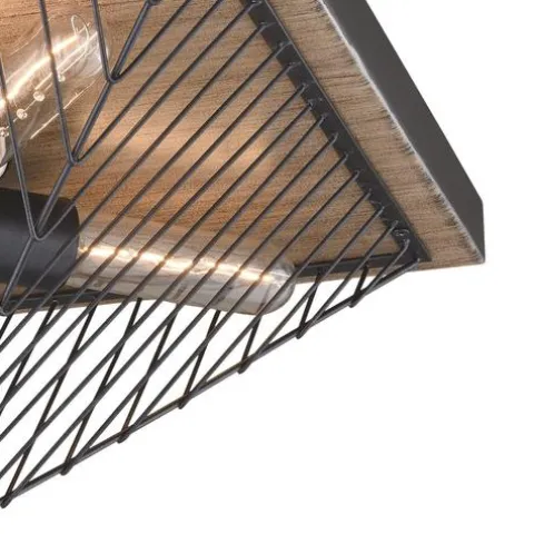 Deals Patriot Lighting® Rochester Black Iron & Burnished Oak 4-Light Flush Mount Ceiling Light