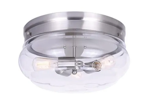 Deals Patriot Lighting® Talan Brushed Nickel 3-Light Flush Mount Ceiling Light