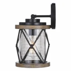 Discount Patriot Lighting® Elegant Home Bodhi Black & Replica Wood Outdoor Wall Light