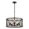 Discount Patriot Lighting® Elegant Home Bodhi Black & Replica Wood 5-Light Pendant