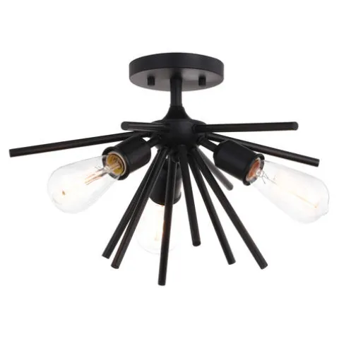 Discount Patriot Lighting® Estelle Matte Black 3 Light Semi-Flush Mount Ceiling Light