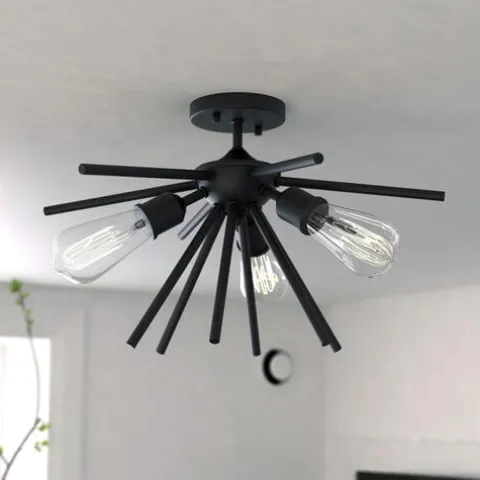 Discount Patriot Lighting® Estelle Matte Black 3 Light Semi-Flush Mount Ceiling Light