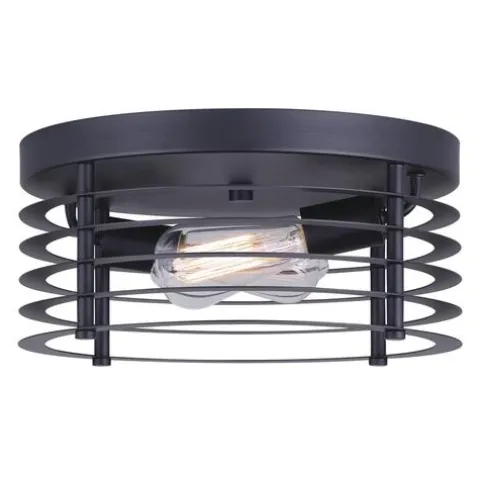 Discount Patriot Lighting® Gabel Matte Black 2-Light Flush Mount Ceiling Light