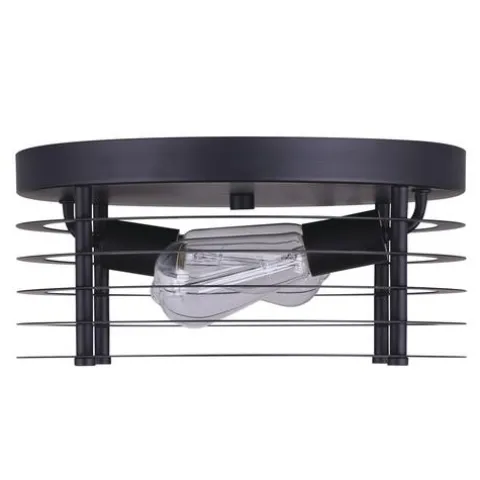 Discount Patriot Lighting® Gabel Matte Black 2-Light Flush Mount Ceiling Light