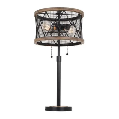 Discount Patriot Lighting® Elegant Home Bodhi Black & Replica Wood Table Lamp