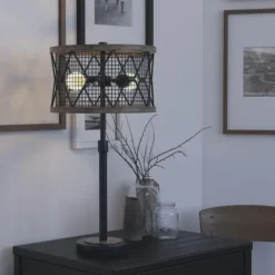 Discount Patriot Lighting® Elegant Home Bodhi Black & Replica Wood Table Lamp