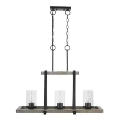 Flash Sale Patriot Lighting® Elegant Home Brooklyn Natural Iron & Distressed Faux Wood 3 Light Island Light
