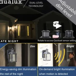 Hot Sale Patriot Lighting® Eliza Textured Black Led Motion Sensor Outdoor Wall Light
