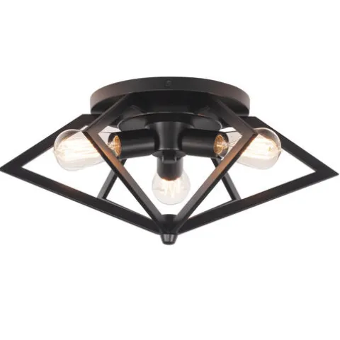 Hot Sale Patriot Lighting® Pyramus Matte Black 3-Light Flush Mount Ceiling Light