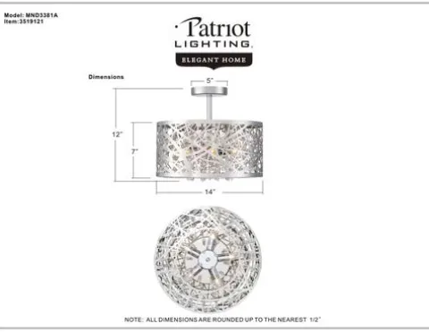 Hot Sale Patriot Lighting® Elegant Home Braylen Chrome 5-Light Semi-Flush Mount Ceiling Light