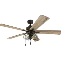Hot Sale Patriot Lighting™ Miller Station 52″ Matte Black Industrial Indoor Led Ceiling Fan
