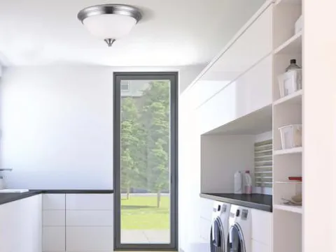 Hot Sale Patriot Lighting® Dee Brushed Nickel 2-Light Flush Mount Ceiling Light