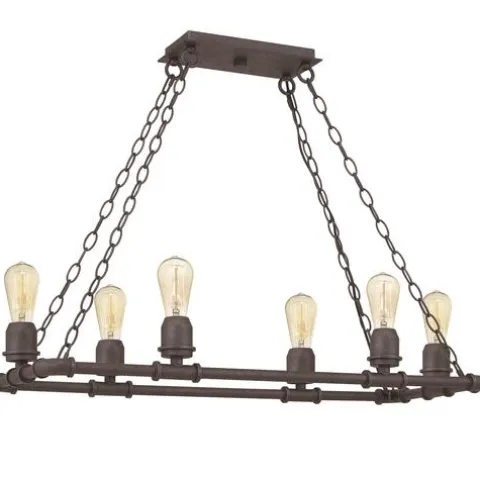 Hot Sale Patriot Lighting® Elegant Home Pipper Matte Black 6 Light Island Light