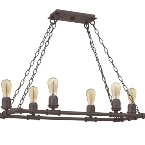 Hot Sale Patriot Lighting® Elegant Home Pipper Matte Black 6 Light Island Light