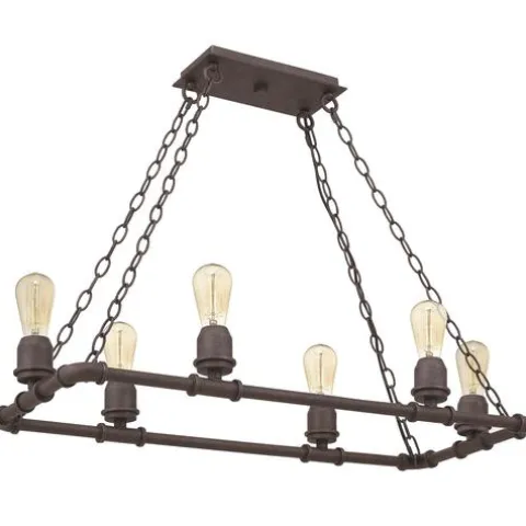 Hot Sale Patriot Lighting® Elegant Home Pipper Matte Black 6 Light Island Light