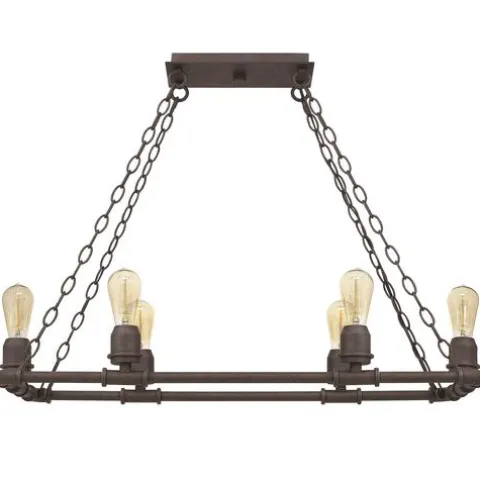 Hot Sale Patriot Lighting® Elegant Home Pipper Matte Black 6 Light Island Light