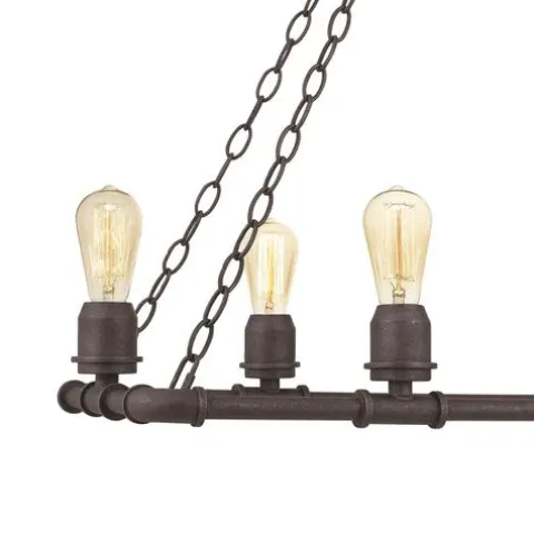 Hot Sale Patriot Lighting® Elegant Home Pipper Matte Black 6 Light Island Light