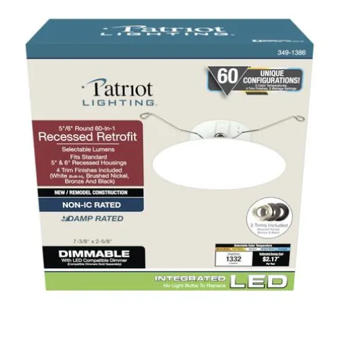 Hot Sale Patriot Lighting® 5″/6″ 60-In-1 Led Recessed Retrofit Downlight
