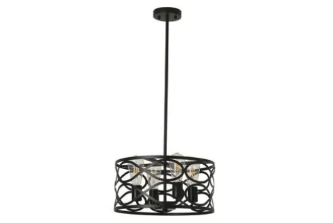 Hot Sale Patriot Lighting® Phinny Matte Black 4-Light Pendant/Semi-Flush Mount Ceiling Light