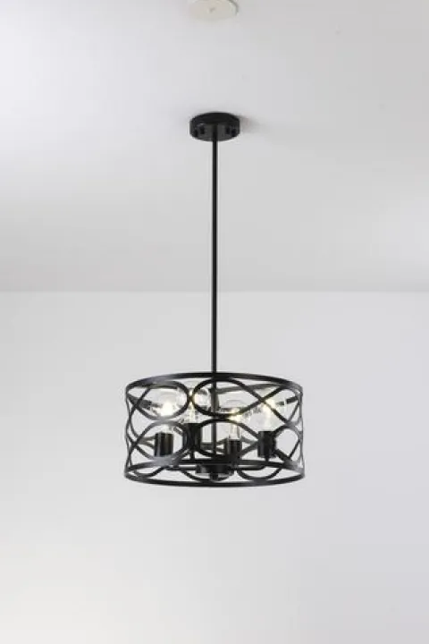 Hot Sale Patriot Lighting® Phinny Matte Black 4-Light Pendant/Semi-Flush Mount Ceiling Light