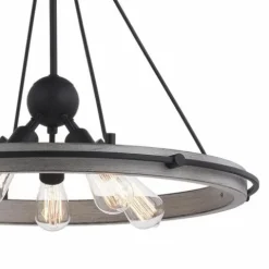 New Patriot Lighting® Clint Textured Black And Weathered Gray Faux Wood 5-Light Pendant