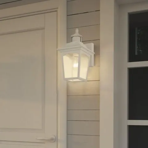 New Patriot Lighting® Dualux Eloise Ii White Motion Sensor Outdoor Security Wall Light