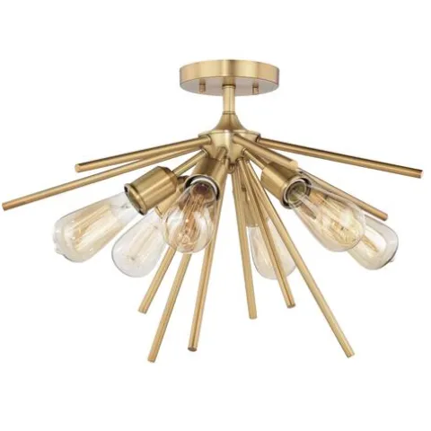 New Patriot Lighting® Estelle Nautral Brass 6 Light Semi-Flush Mount Ceiling Light
