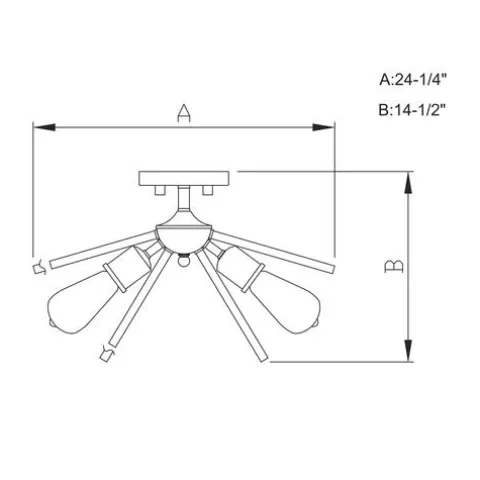 New Patriot Lighting® Estelle Nautral Brass 6 Light Semi-Flush Mount Ceiling Light