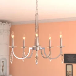 New Patriot Lighting® Hoyne Polished Nickel 5 Light Chandelier