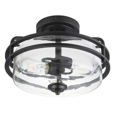 New Patriot Lighting® Joska Matte Black 2-Light Semi-Flush Mount Ceiling Light