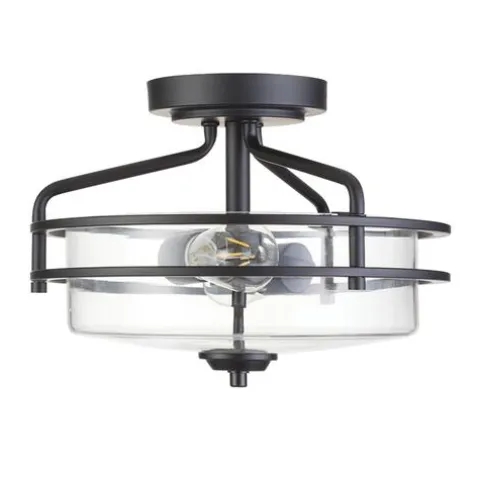New Patriot Lighting® Joska Matte Black 2-Light Semi-Flush Mount Ceiling Light