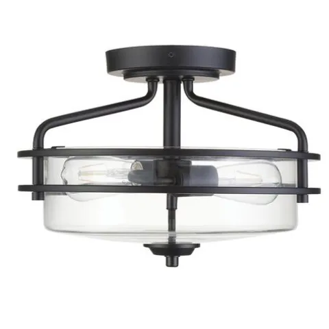 New Patriot Lighting® Joska Matte Black 2-Light Semi-Flush Mount Ceiling Light