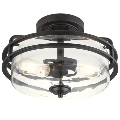 New Patriot Lighting® Joska Matte Black 2-Light Semi-Flush Mount Ceiling Light