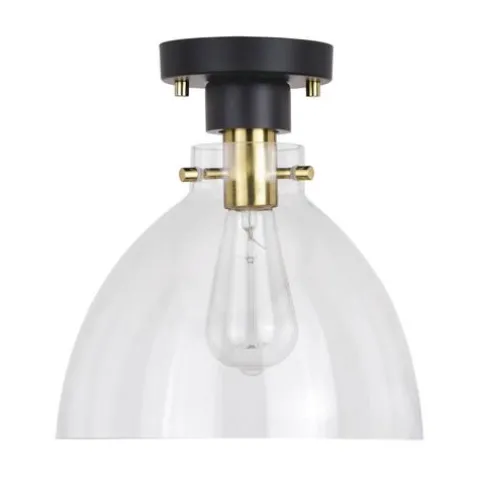 New Patriot Lighting® Kenzie Matte Black & Gold 1-Light Semi-Flush Mount Ceiling Light