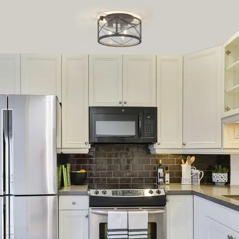 New Patriot Lighting® Lizzie Matte Black 3-Light Flush Mount Ceiling Light