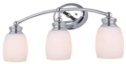 New Patriot Lighting® Palms Chrome 3-Light Vanity Light With Outlet