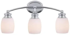 New Patriot Lighting® Palms Chrome 3-Light Vanity Light With Outlet