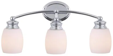New Patriot Lighting® Palms Chrome 3-Light Vanity Light With Outlet