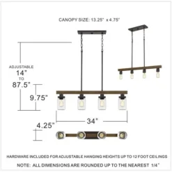 New Patriot Lighting® Wheland Matte Black 4-Light Island Light